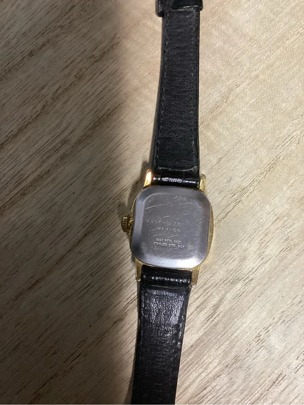 Timex Women's Black Leather Strap Watch with Gold-Tone Case